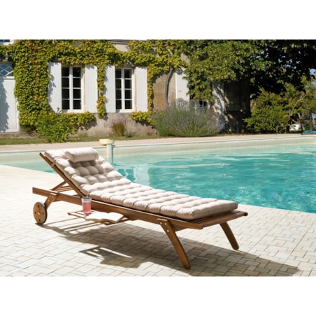 Poduszka na leżak ogrodowy CESANA PREMIUM 192 x 56 cm Jasnobeżowy