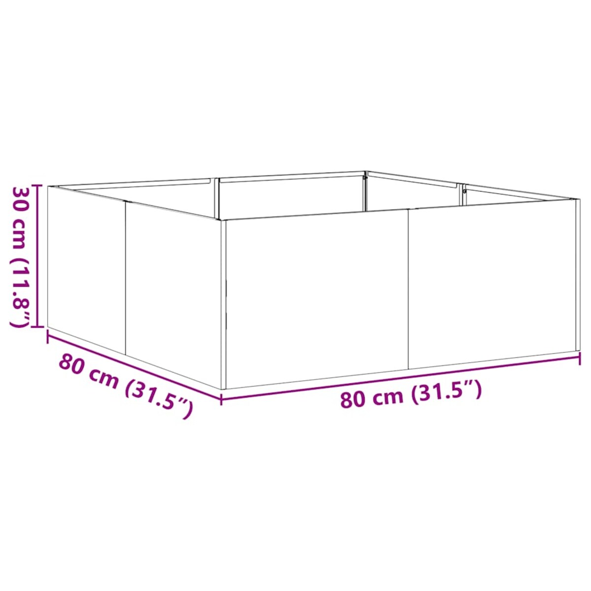 vidaXL Doniczka Oliwkowo-zielona 80x80x30 cm Stal
