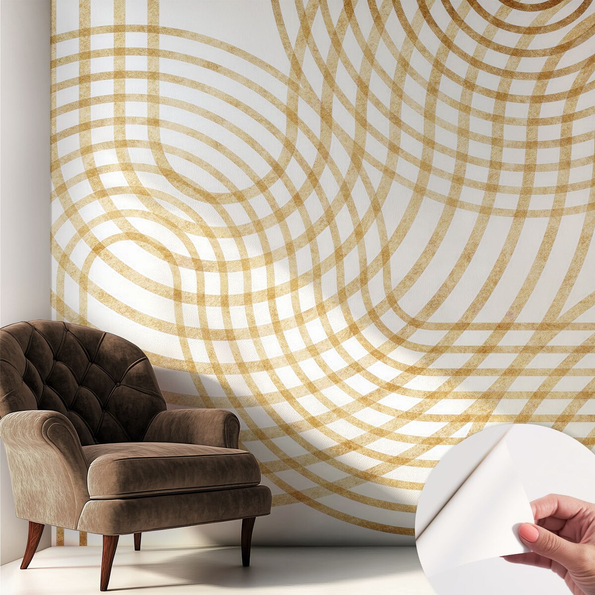 Fototapeta samoprzylepna 250x250 cm - Geometryczne sploty, tapeta ścienna biała