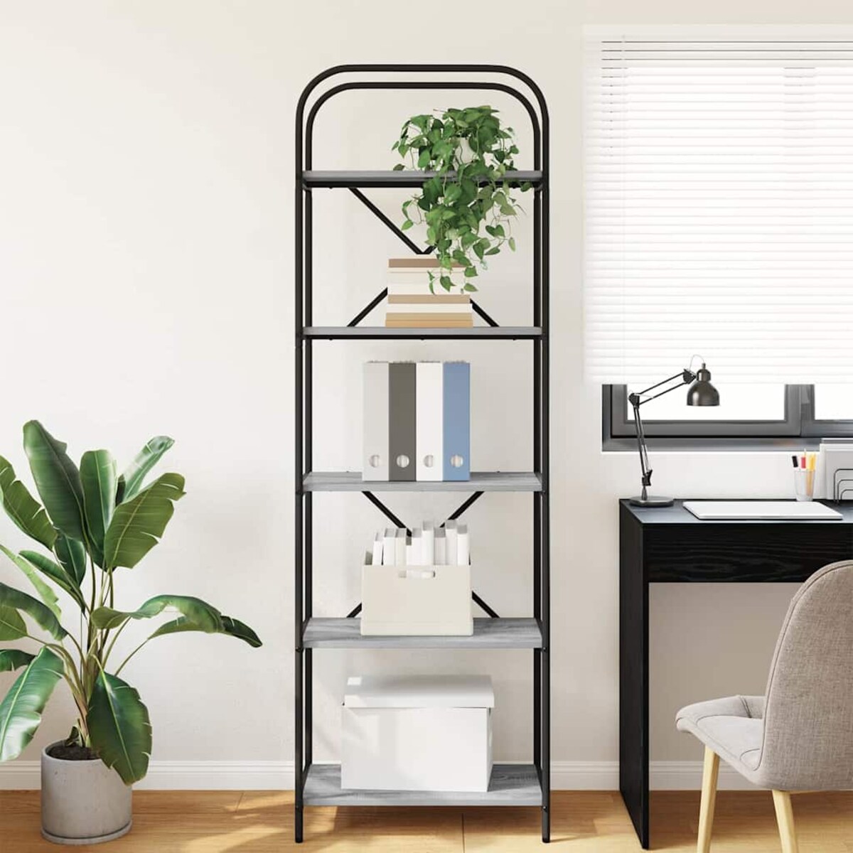 vidaXL Półka na książki Szary dąb sonoma 60 x 30 x 183 cm