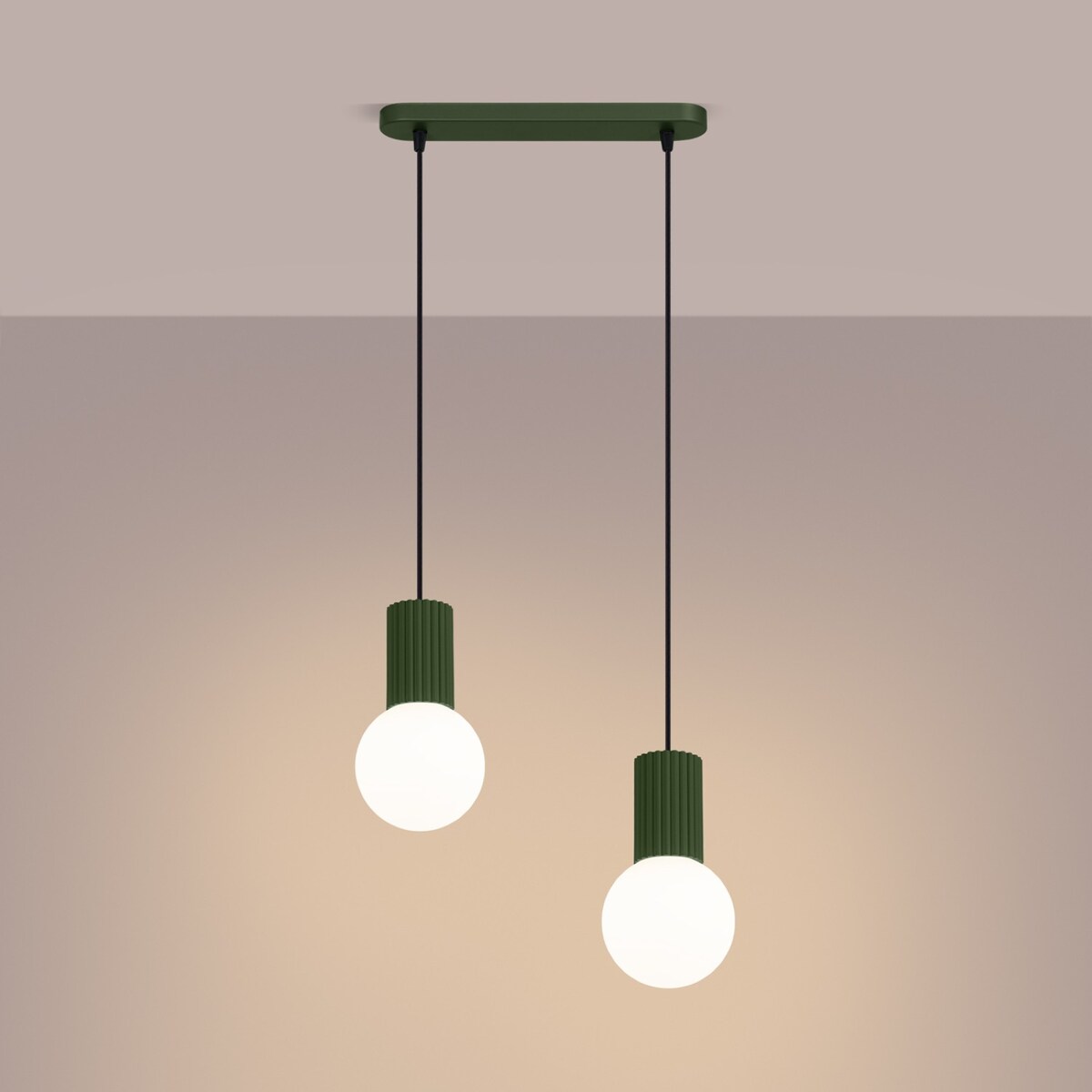 Lampa wisząca HALO 2L zielona oliwka