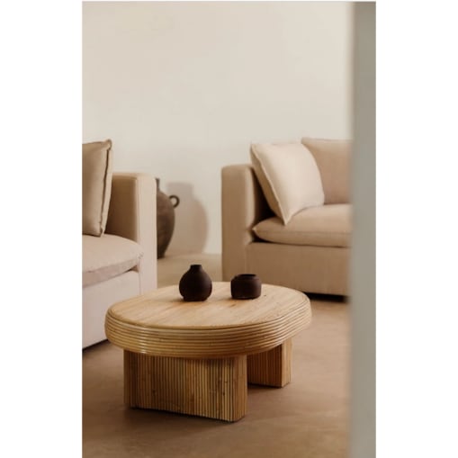 Stolik kawowy bambusowo-rattanowy owalny