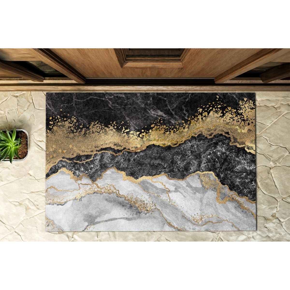 Wycieraczka zewnętrzna XXL Złoty marmur 150x100cm