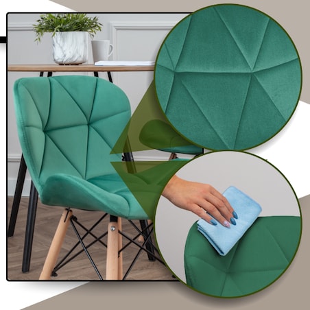 Krzesło Tapicerowane Welurowe Do Jadalni Salonu Pikowane Skandynawskie