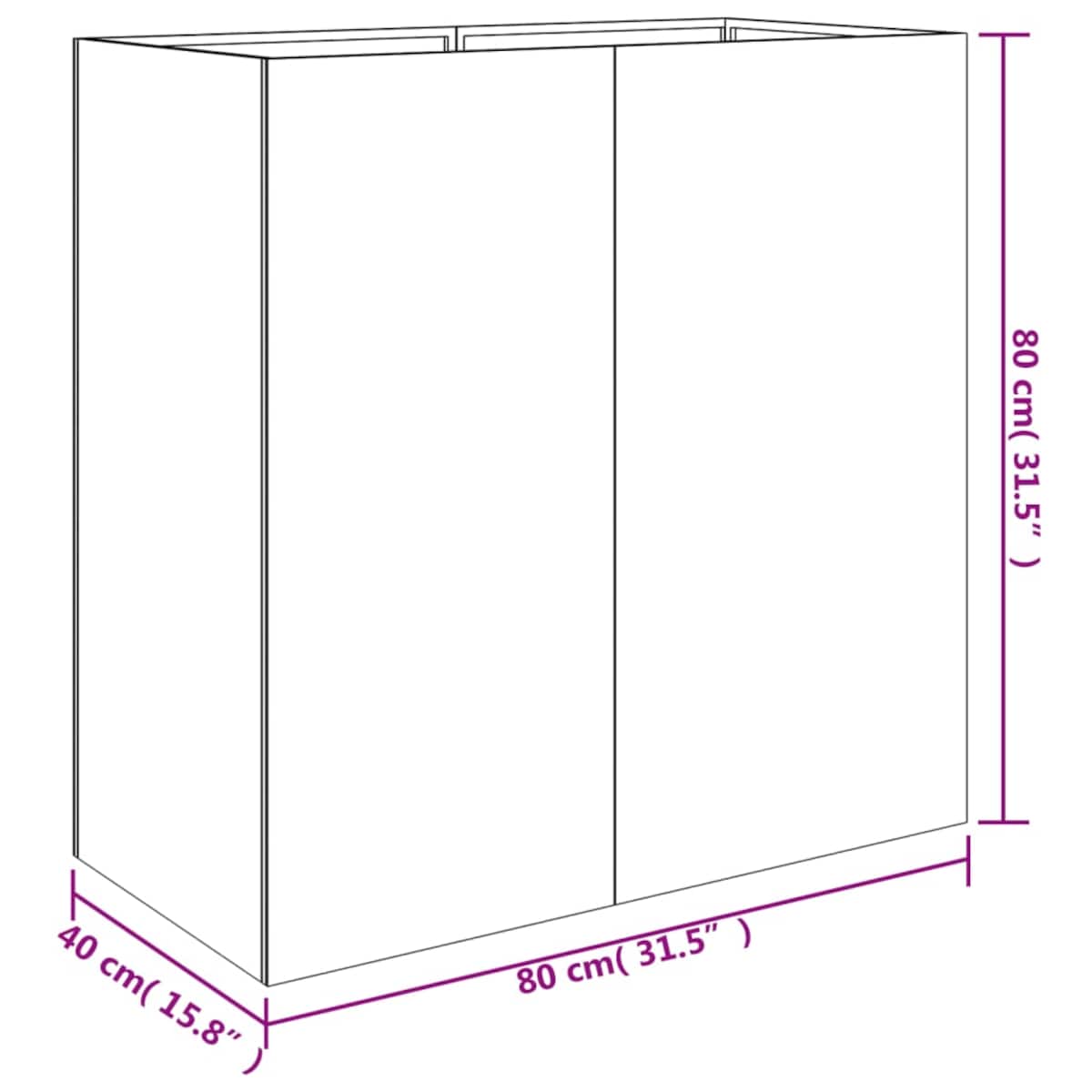 vidaXL Donica, 40x80x80 cm, stal kortenowska