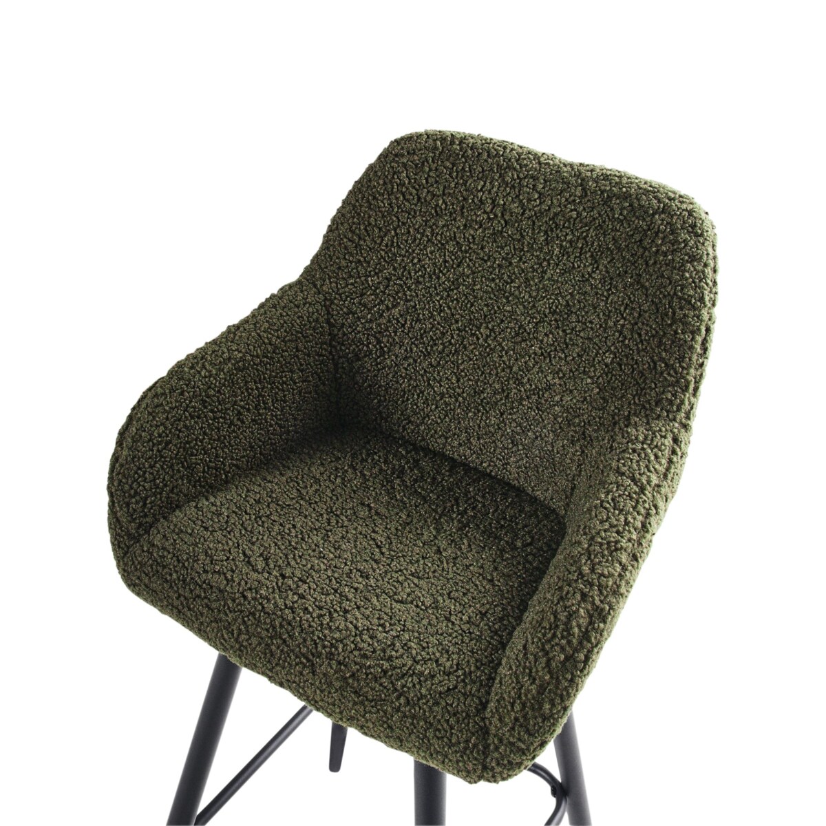 Zestaw 2 krzeseł barowych CASMALIA Boucle Ciemnozielony