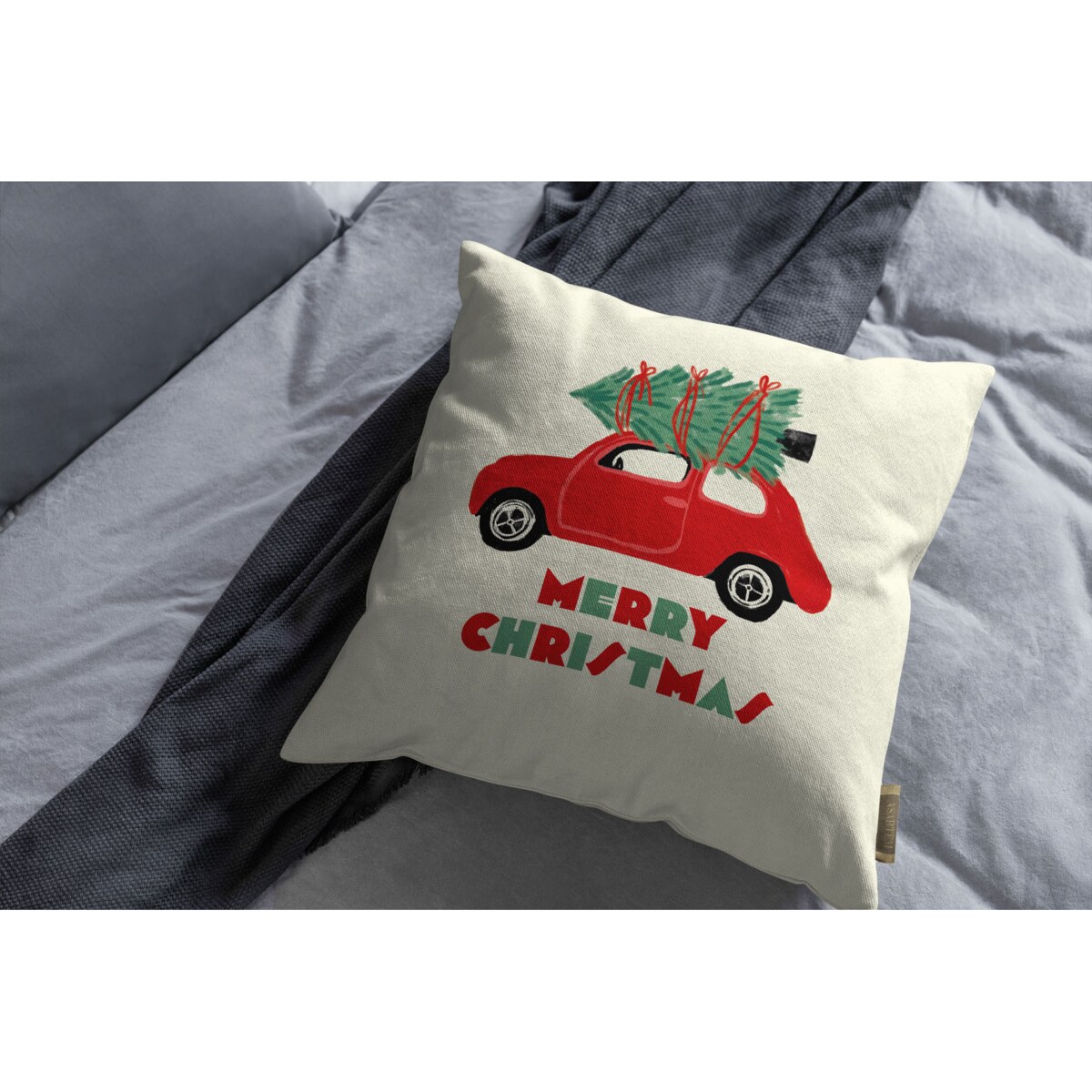 Poduszka świąteczna - Samochód Merry Christmas 45x45 cm