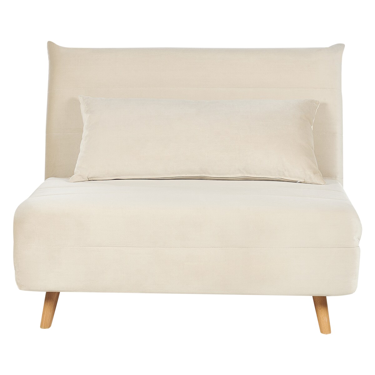 Sofa rozkładana jednoosobowa SETTEN Welur Jasnobeżowy