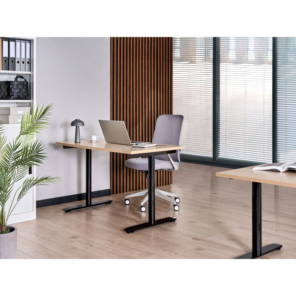 Biurko regulowane elektrycznie DESTINAS Czarny/ jasny brąz 120 cm 60 cm