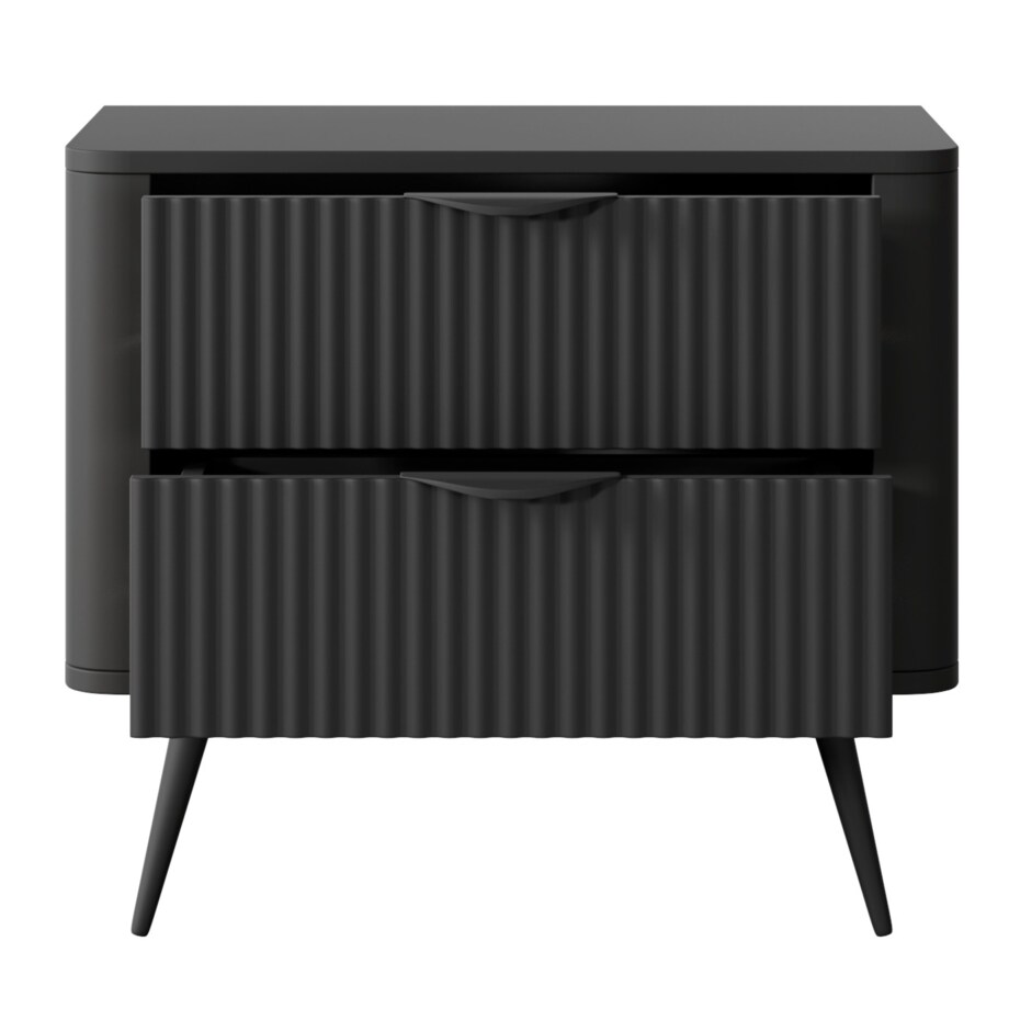 Stolik nocny ryflowany LENA w kolorze czarnym