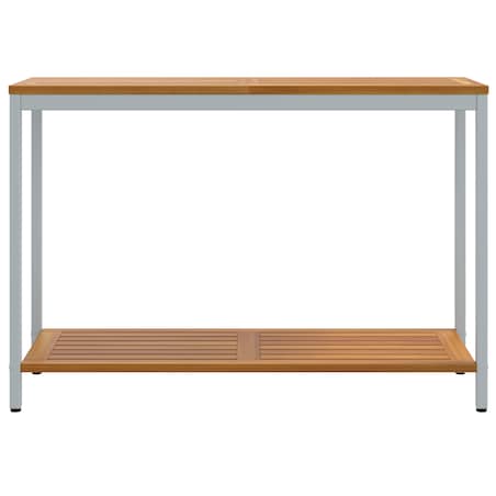 vidaXL Stół ogrodowy Naturalny i Szary 35x110x75 cm z litego drewna i stali