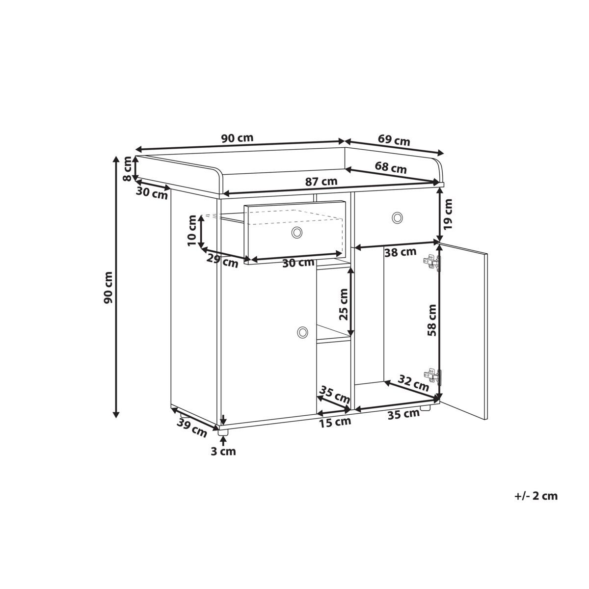 Komoda z przewijakiem DELISLE Jasnobrązowy