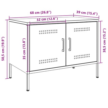 vidaXL Szafka pod telewizor, musztardowa, 68x39x50,5 cm, stalowa