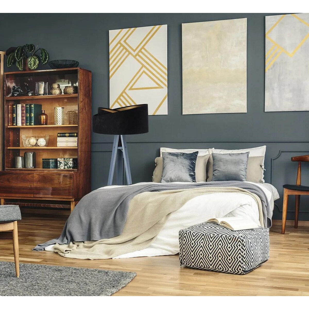 Lampa stojąca GEMSTONE czarna/złota/szara