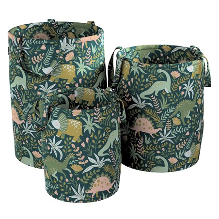 Kosz na zabawki Tobi, dinozaury na zielonym tle, 40x50cm, Magic Collection