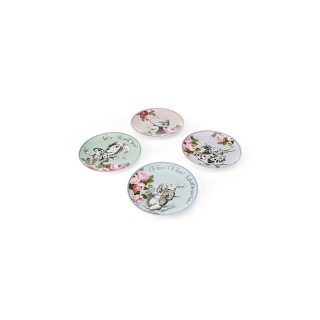 Komplet 4 talerzy porcelanowych Alicja w Krainie Czarów