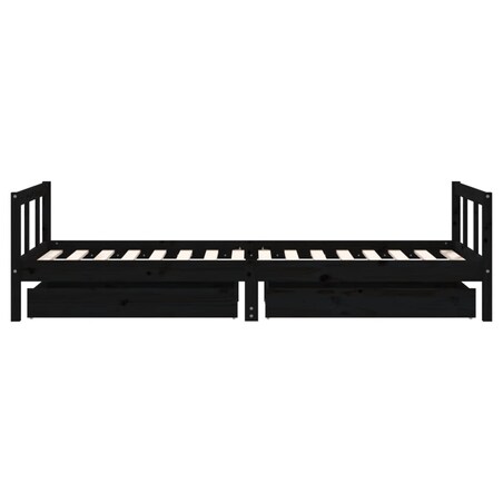 vidaXL Rama łóżka dziecięcego z szufladami, czarna, 90x200 cm, sosnowa