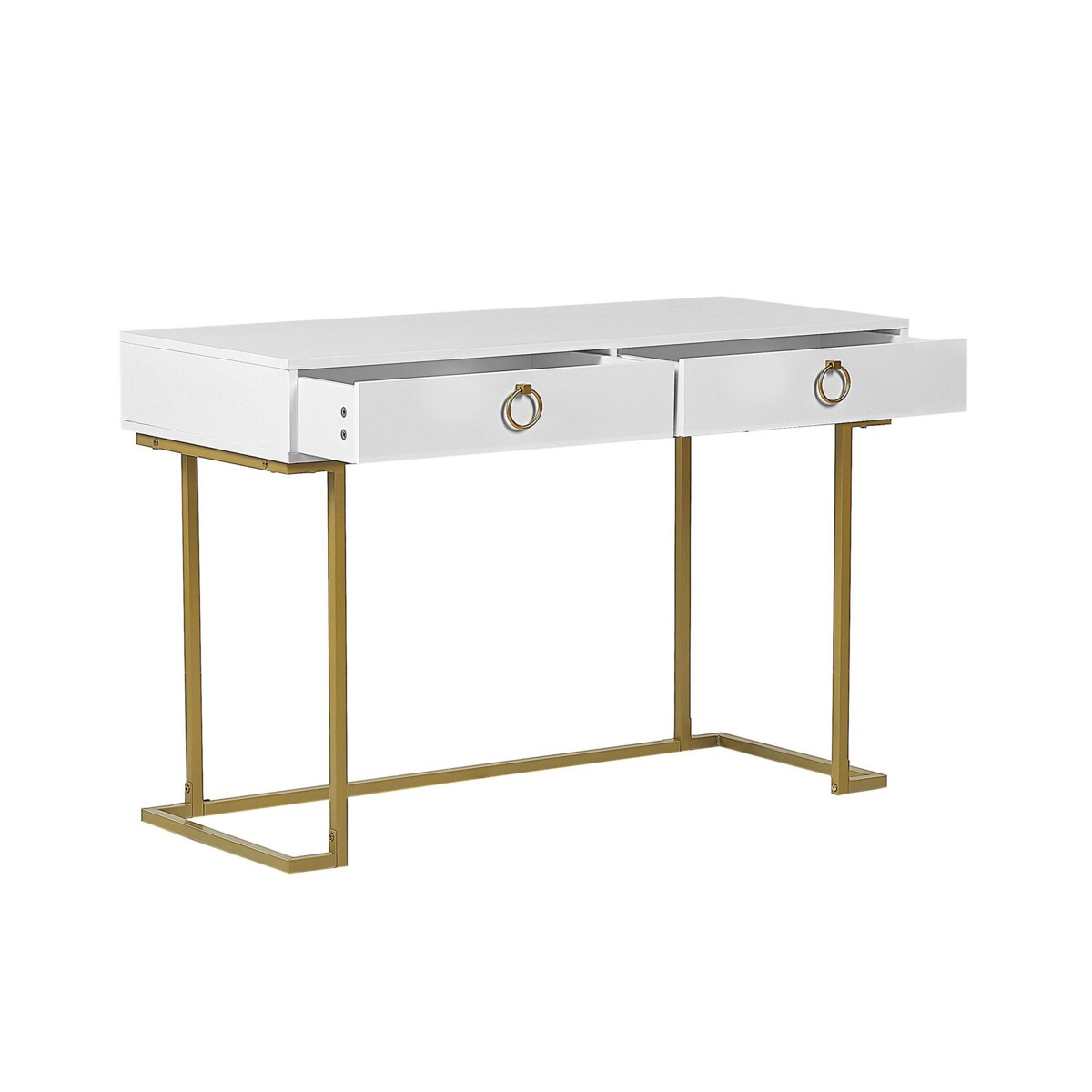Biurko / Konsola 2 szuflady biało-złota WESTPORT