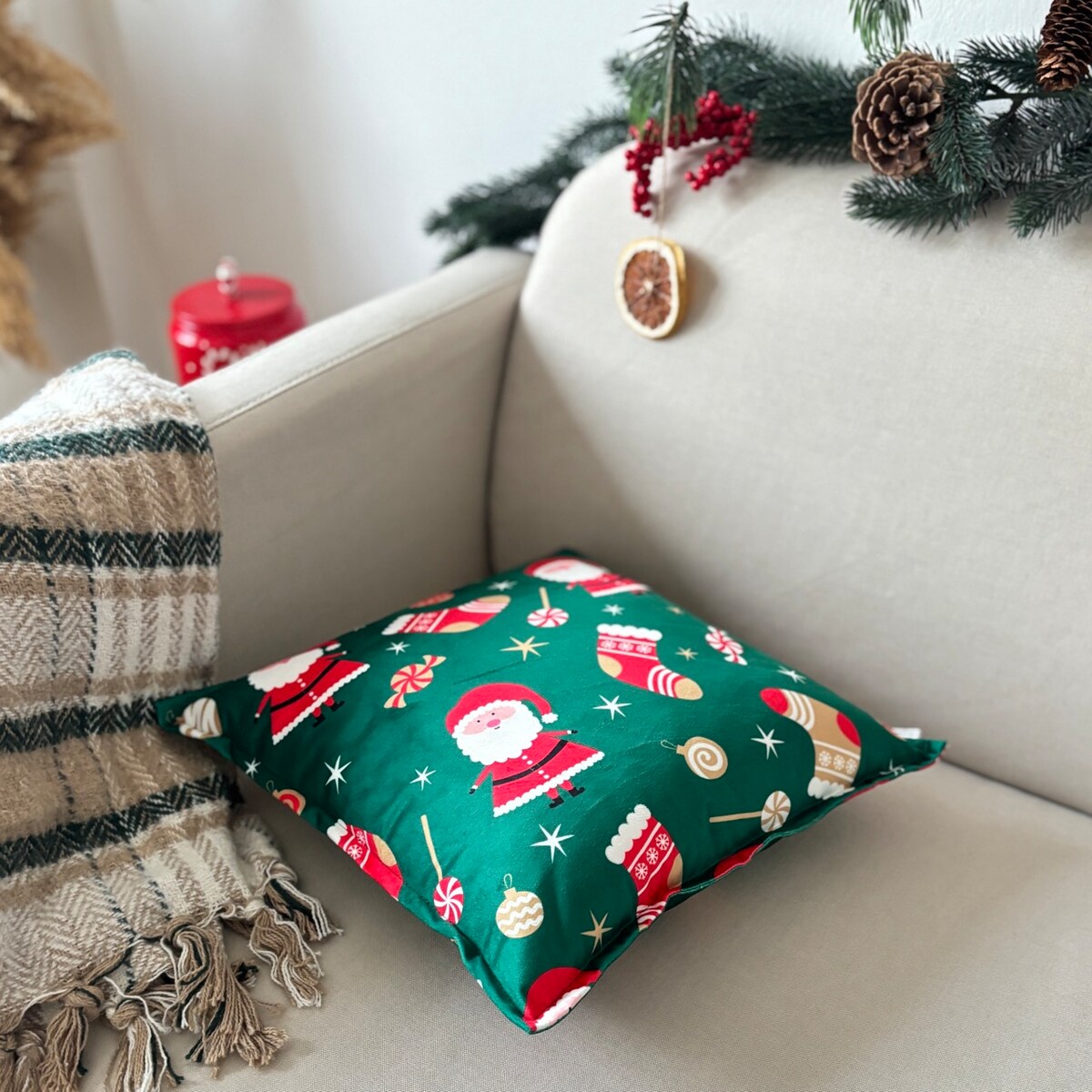 Poduszka dekoracyjna świąteczna Mikołaje Boże Narodzenie