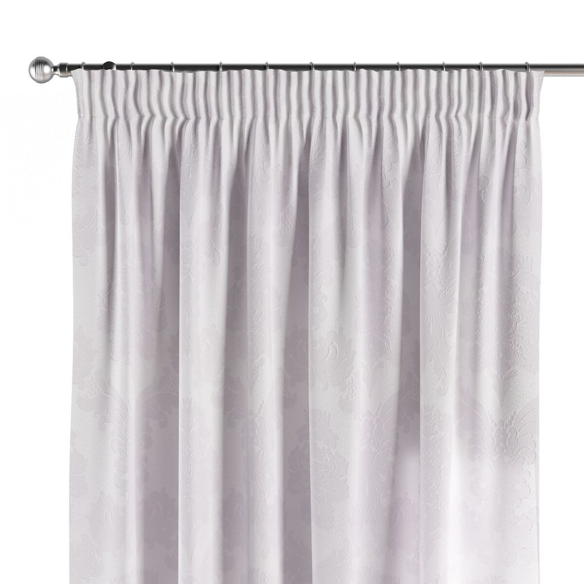 Zasłona na taśmie marszczącej 1 szt. 130x260 liście akantu na białym tle