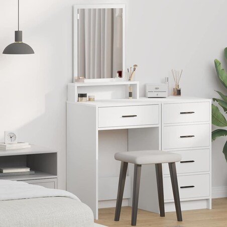 vidaXL Toaletka z półką Biały 50 x 41 x 140 cm Materiał drewnopochodny