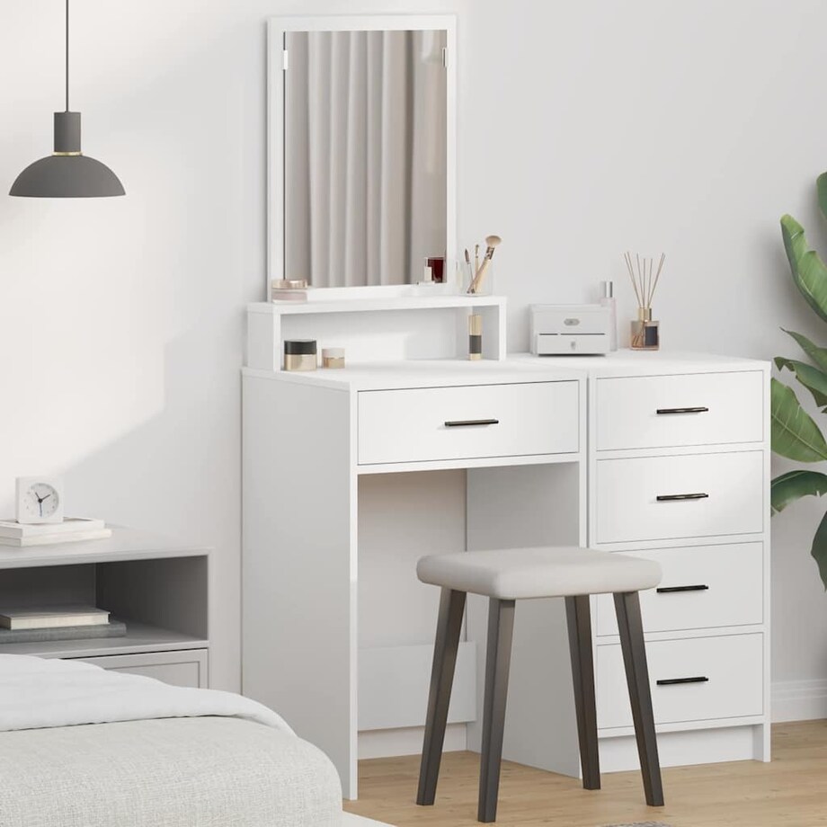 vidaXL Toaletka z półką Biały 50 x 41 x 140 cm Materiał drewnopochodny