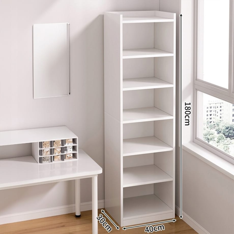 Biały regał stojący na książki półki wysoki skandynawski słupek szafa 180cm