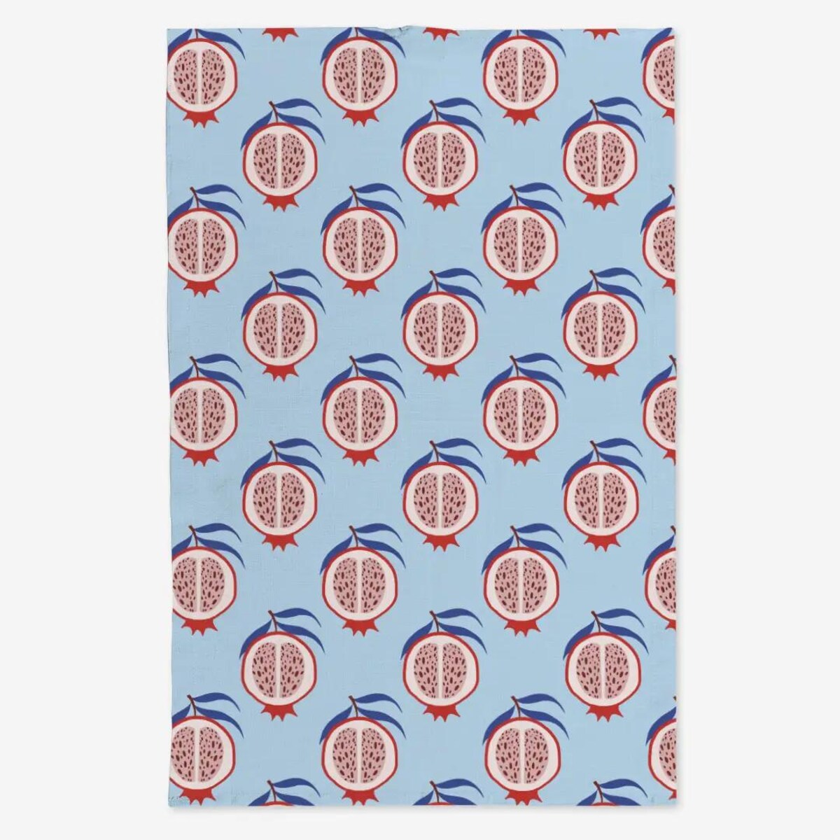 Lniany ręcznik kuchenny - figi - niebieskie tło