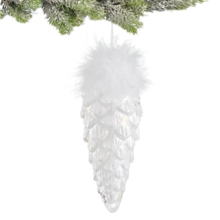 VILLA ITALIA Bombka szklana SZYSZKA z piórami 15 cm