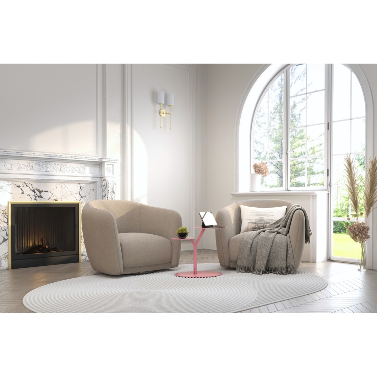 Stolik metalowy dwa blaty, kolor pudrowy róż