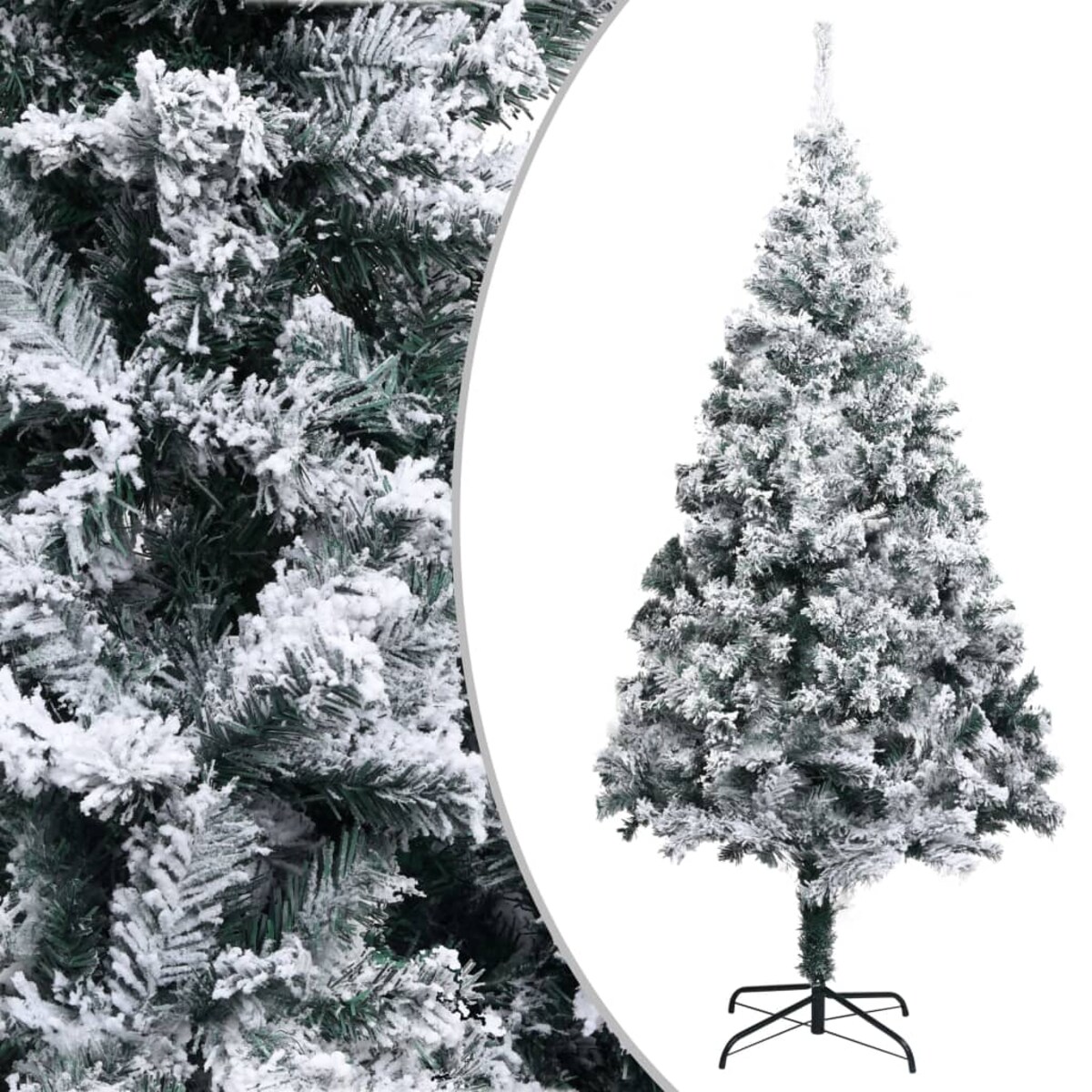 vidaXL Sztuczna choinka, ośnieżona, zielona, 210 cm, PVC