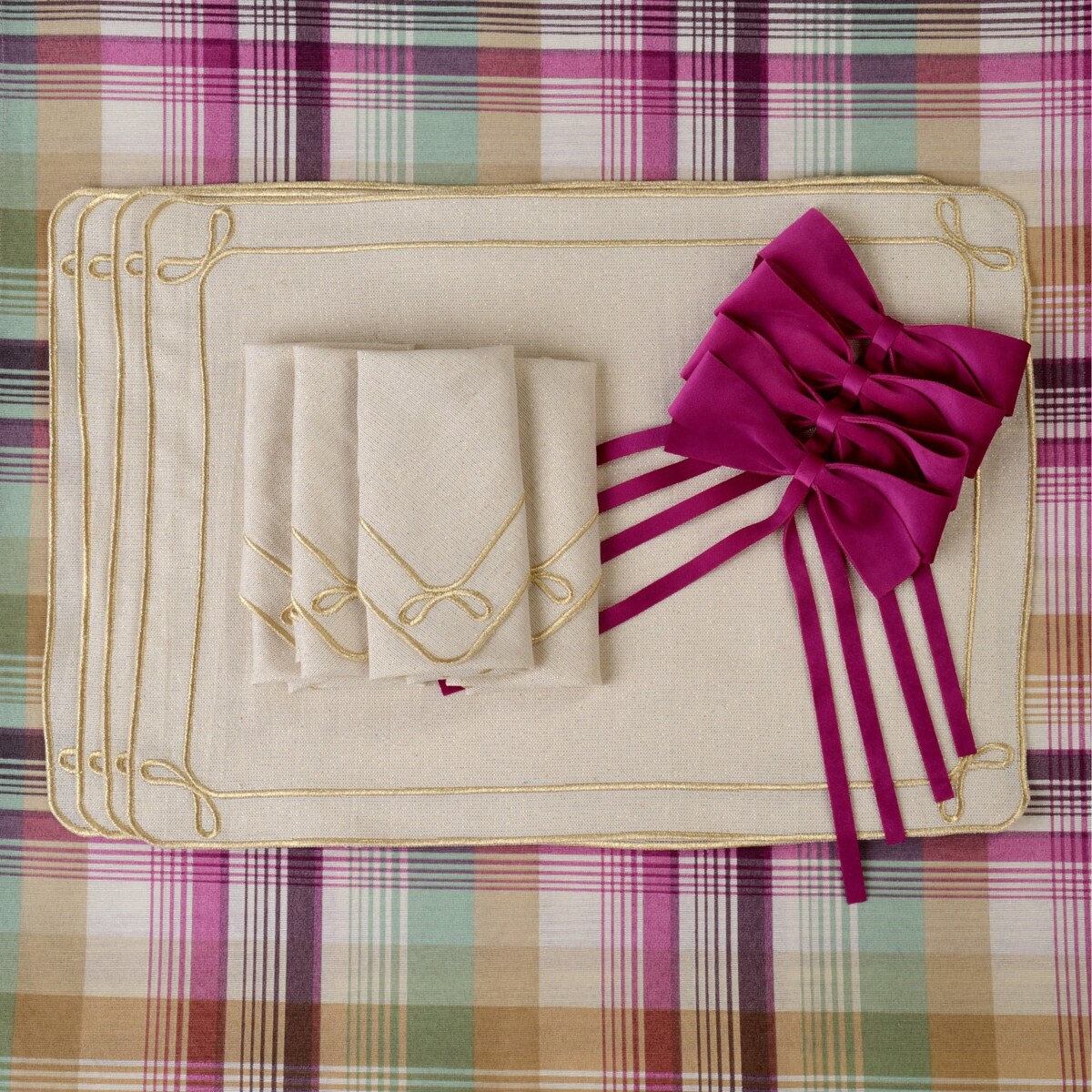 Aksamitne kokardki Fuchsia Bows - 6 sztuk