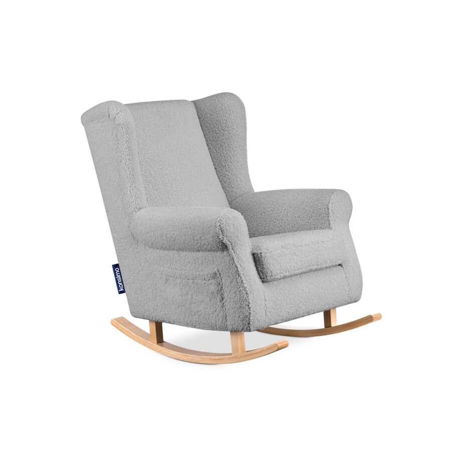 KONSIMO TULES Fotel bujany z torbą wykonany z szarej tkaniny jagnięcej