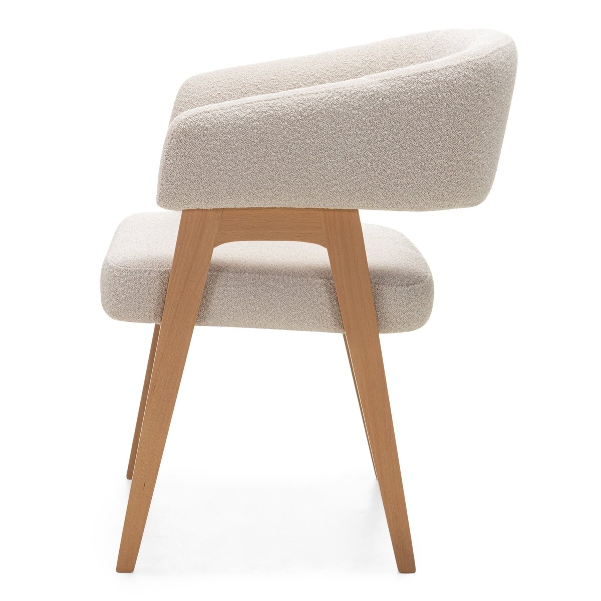 Krzesło tapicerowane, bouclé, jasnobeżowe/buk Coba