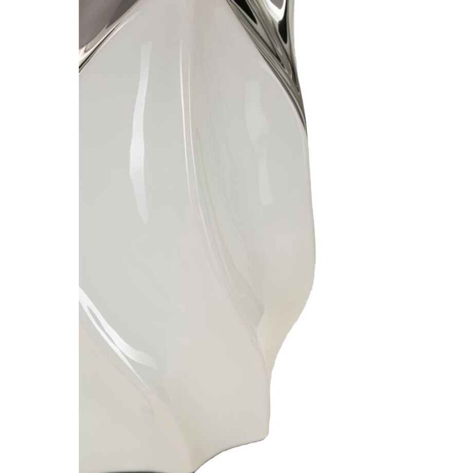 Lampa stołowa Shiney, kolor biały i srebrny, ceramika, żelazo i tkanina, 30 x 30 x 51 cm, 1 x E27, max. 40 W, do salonu i sypialni, Mauro Ferretti