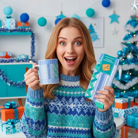ŚWIĄTECZNY ZESTAW PREZENTOWY KUBEK NA KAWĘ HERBATĘ + SKARPETKI - PREZENT UPOMINEK NA MIKOŁAJA ŚWIĘTA GWIAZDKĘ BOŻE NARODZENIE POD CHOINKĘ DLA KOBIETY FACETA