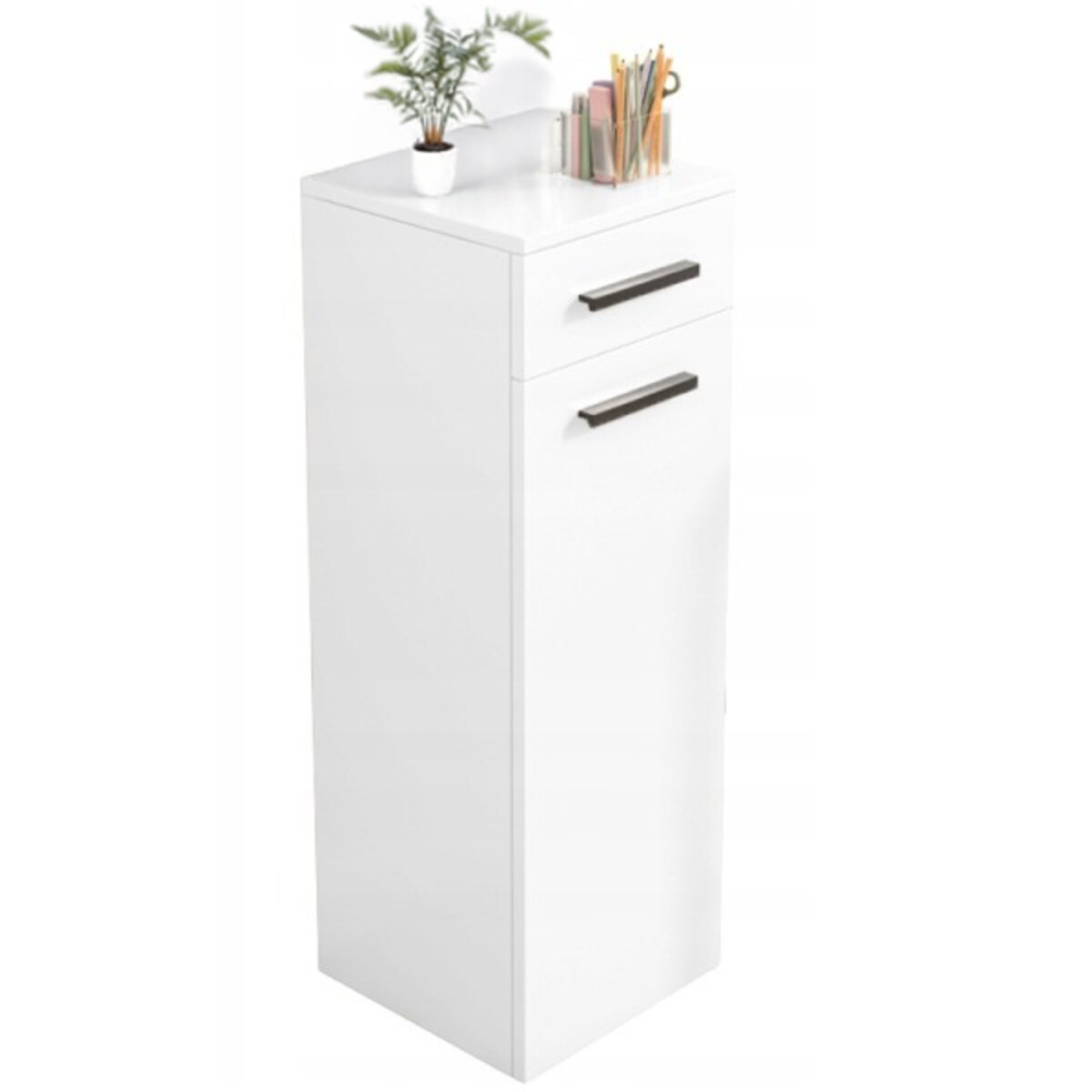 Regał biurowy z szufladą półkami słupek szafka stojąca biały loft 85 cm