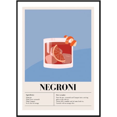 Poster Story, Plakat, Obraz - Negroni ze Składnikami, wymiary 42 x 60 cm