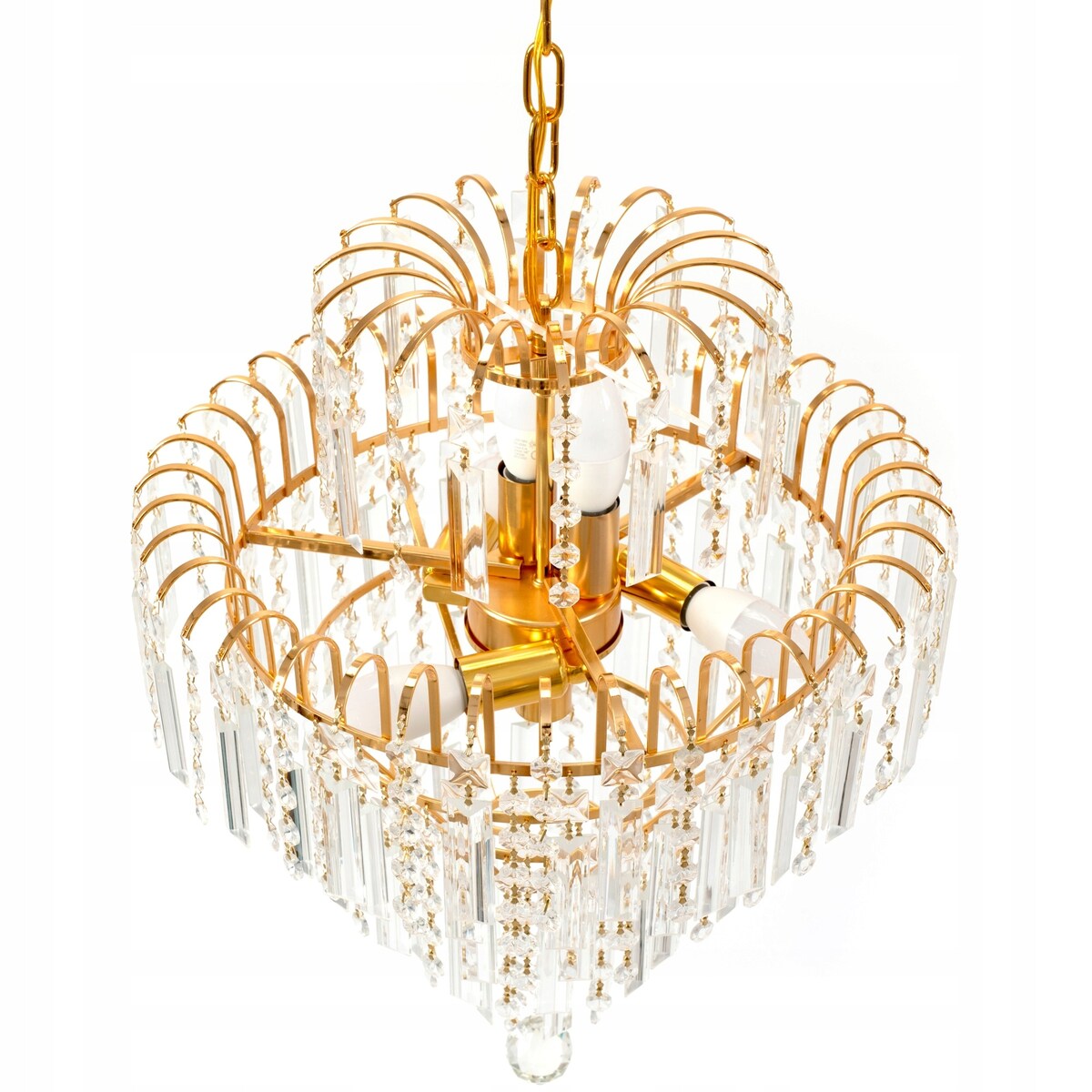 Lampa Wisząca Glamour Kryształowa Gold Złota E14