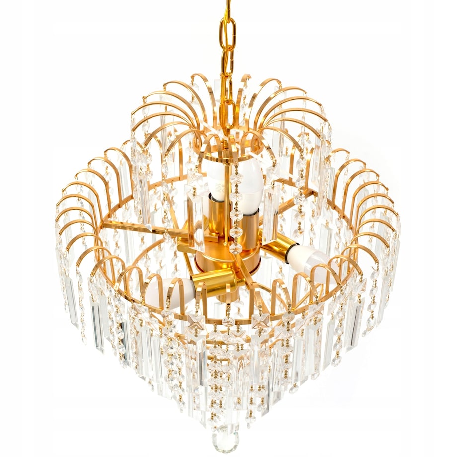 Lampa Wisząca Glamour Kryształowa Gold Złota E14