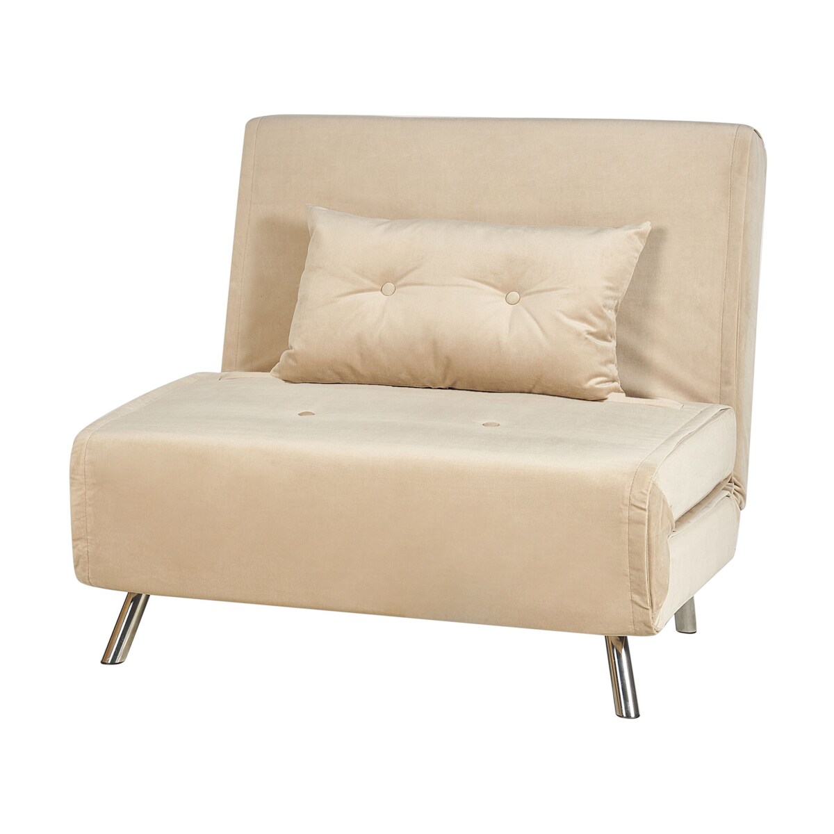 Sofa rozkładana welurowa jednoosobowa beżowa FARRIS