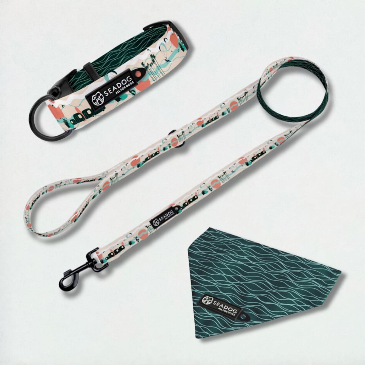 Zestaw: smycz, obroża i bandana, rozmiar L