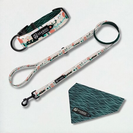 Zestaw: smycz, obroża i bandana, rozmiar L