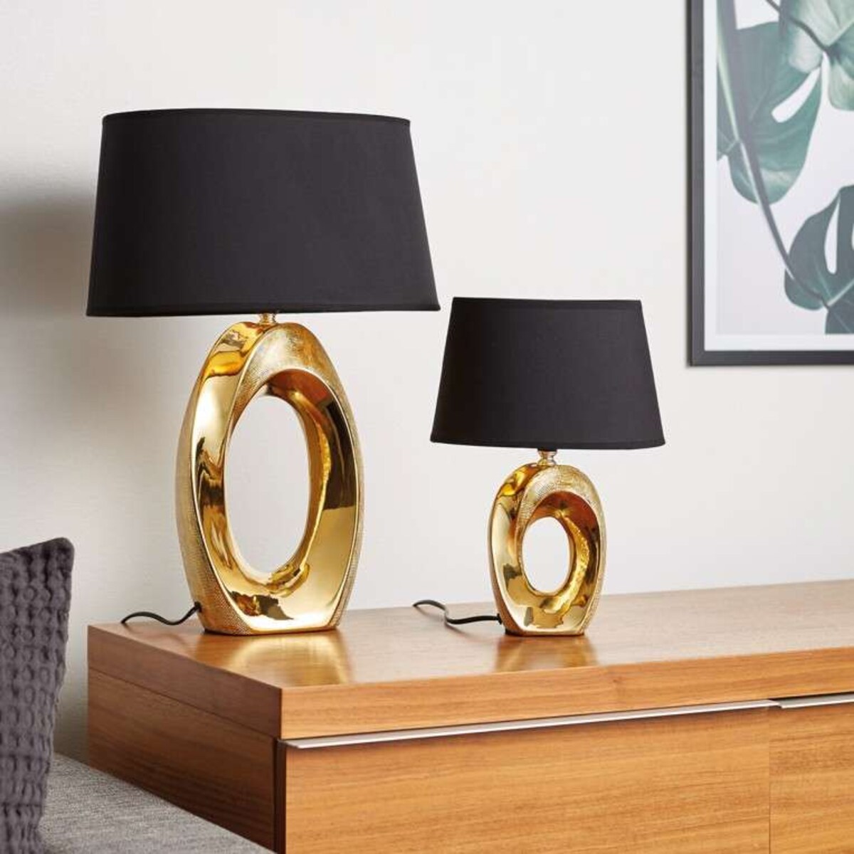 Nocna LAMPKA stojąca TABA R50521079 RL Light abażurowa LAMPA stołowa na biurko czarna złota