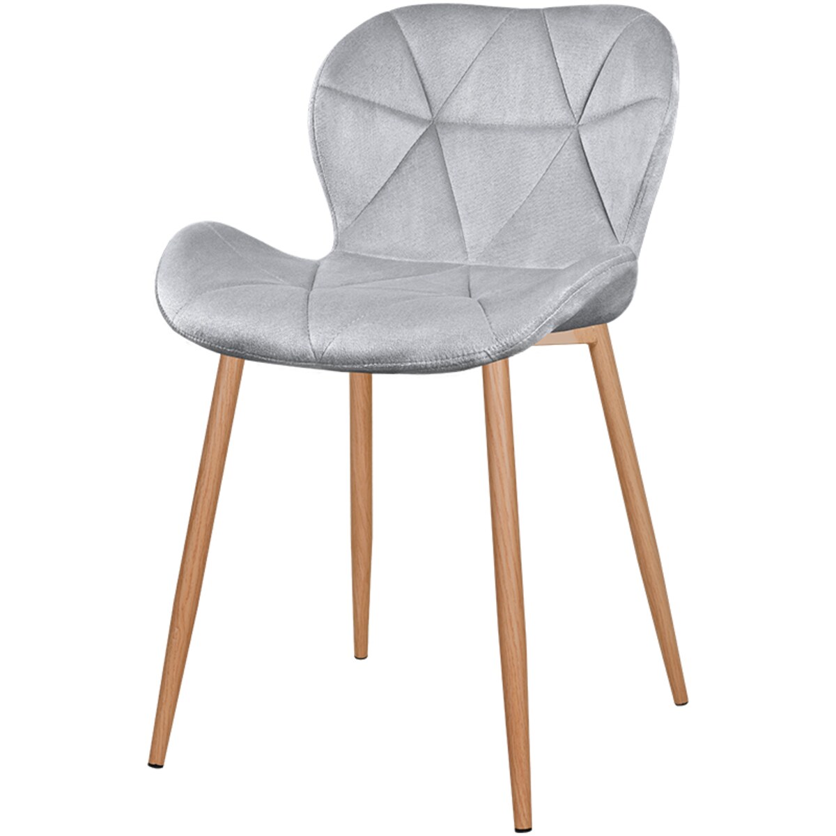 Krzesło tapicerowane welurowe szare jasne nogi do salonu jadalni
