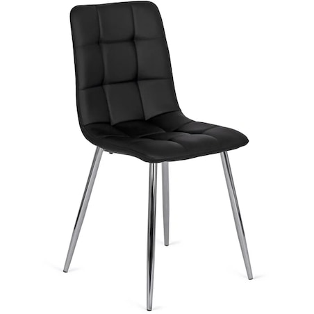 Krzesło Tapicerowane do Jadalni ENZO Czarne Ekoskóra Nowoczesne Loft