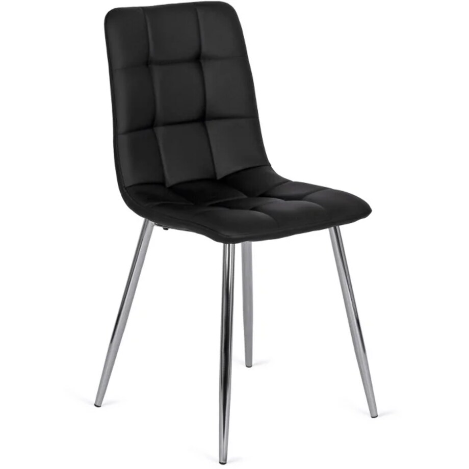 Krzesło Tapicerowane do Jadalni ENZO Czarne Ekoskóra Nowoczesne Loft