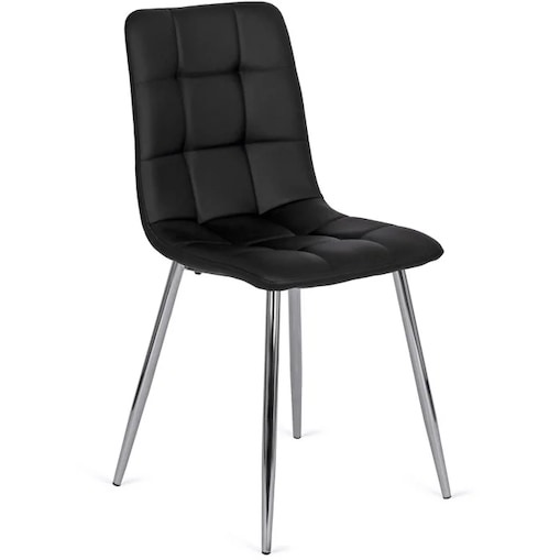 Krzesło Tapicerowane do Jadalni ENZO Czarne Ekoskóra Nowoczesne Loft