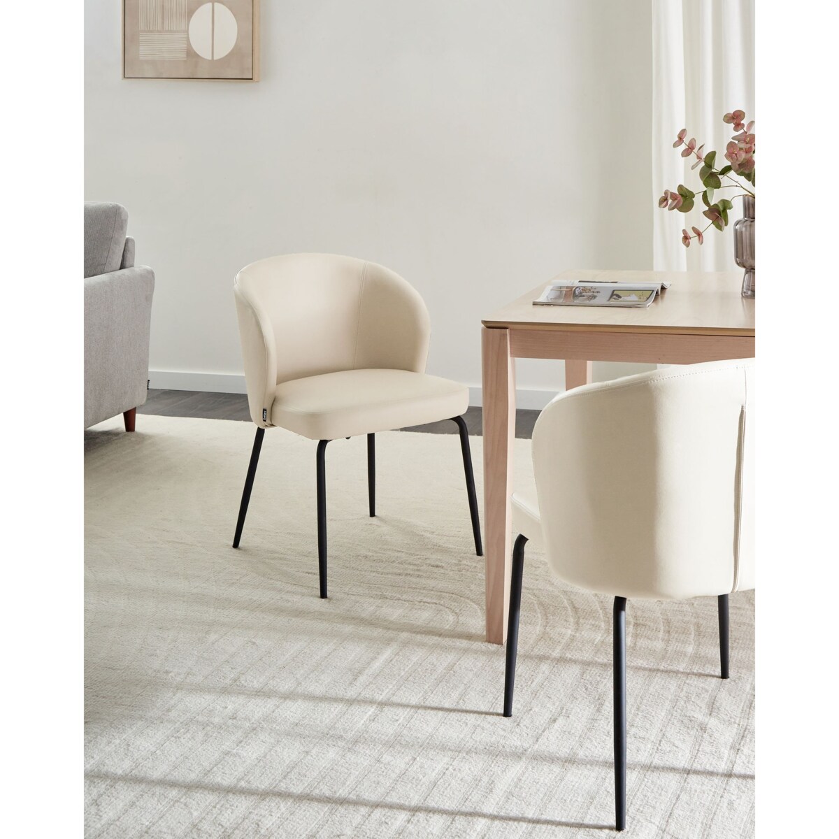 Zestaw 2 krzeseł do jadalni ZANA Ekoskóra Jasnobeżowy