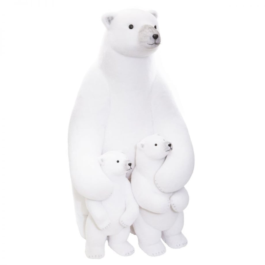Figurka - mama miś polarny z niedźwiadkami 95 cm